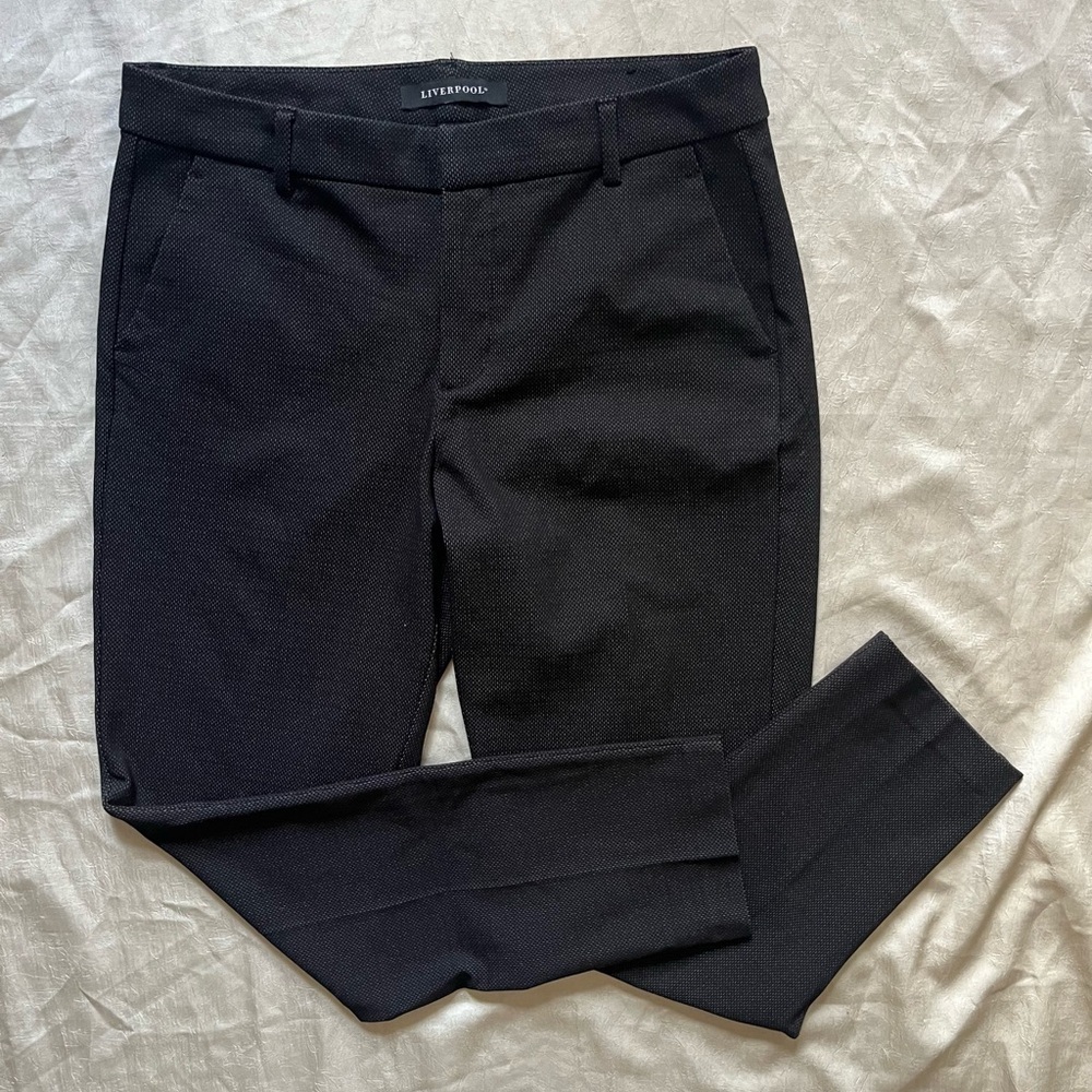 LIVERPOOL Black Pin Dot Straight Stretch Pants